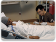 Patient in hospital bed