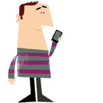 Illustration of man with mobile phone