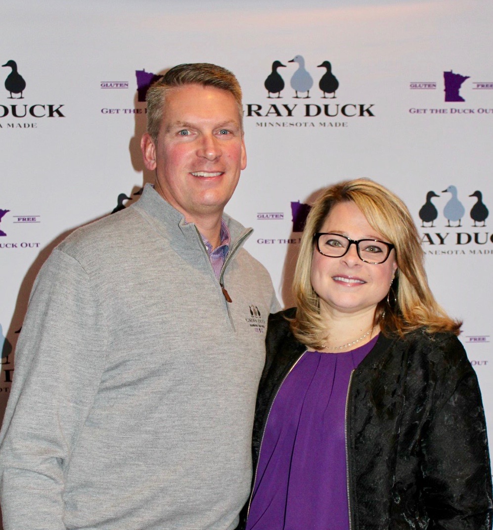 Jerry and Jenny Schulz pose for a photo at a fundraising event.