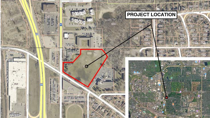 Map of where the new clinic will be that shows it will be directly across the street.