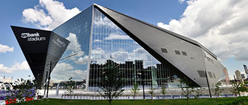 Large U.S. Bank Stadium in Minneapolis, MN seats 66,000 sports and entertainment fans