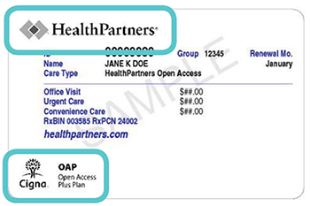 Image: HealthPartners insurance card with Cigna logo